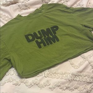 SHEIN Green Crop Top with Black Text